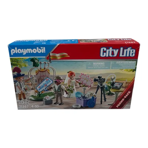 PLAYMOBIL City Life 71365 Promo Pack Hochzeitsfeier - Traumhafte Hochzeitszeremonie mit 7 Figuren und süßen Tieren für kreative Rollenspiele