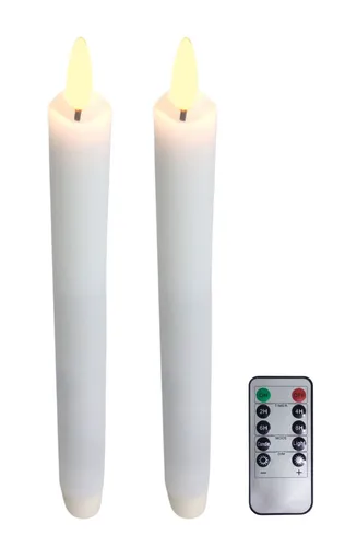 LED Wachs Tischkerzen 2er-Set warmweiß 24,5cm Tafelkerzen Spitzkerzen Stabkerzen