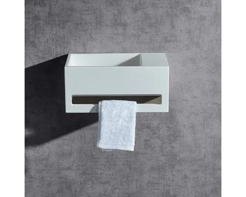 Bernstein Wand-Waschbecken BA2105 - Stilvolles Design für Ihr Gäste-Bad - Waschebecken zur Wandmontage mit integriertem Handtuchhalter und Ablagefläche, aus hochwertigem Mineralguss für einfache Pflege und hohe Hitzebeständigkeit.