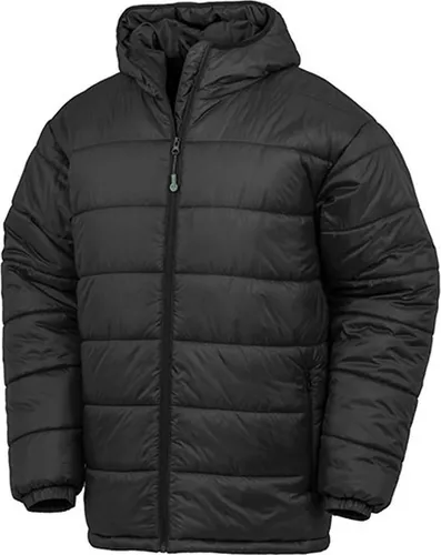 Result Genuine Recycled Kapuzen-Padded Parka - Schwarz - L - Hochwertiger gepolsterter Parka aus 100% recyceltem Nylon und Polyester. Leicht, wasserabweisend und ideal für kalte Tage. Mit praktischen Reißverschlusstaschen und elastischen Ärmelbündchen für optimalen Tragekomfort.