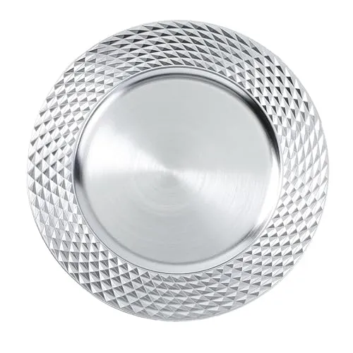 MAGIC by Inge Dekoteller, Dekoteller 33cm Kunststoff Rauten - Silber