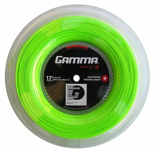 Gamma Tennissaite Moto 200m Lime - Hochwertige Tennissaiten - Tennissaiten mit einer Stärke von 1,24 mm, bieten herausragende Kontrolle und Spin für ambitionierte Spieler.