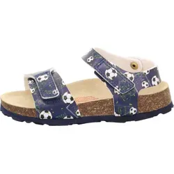 Superfit Jungen Fussbettpantoffel Sandale, Blau Mehrfarbig 8010, 30 EU Weit - Wanderschuhe mit orthopädischem Tieffußbett aus Naturkork und abfärbungsfreier Sohle, ideal für optimalen Halt und perfekte Passform.
