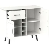 Produktbild Costway Sideboard Holz Weiß 90 x 40 x 79 cm mit Weinregal