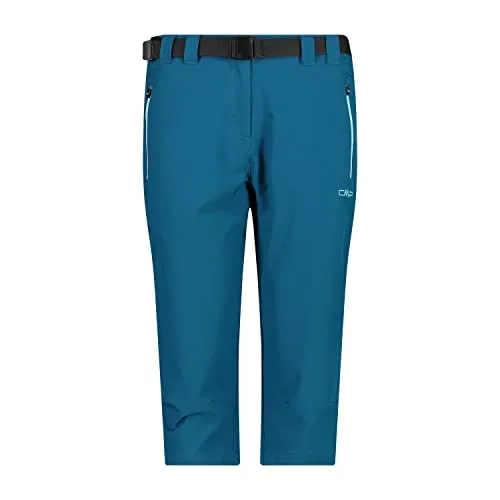CMP Woman Capri deep lake (M916) 34 - Damen Outdoor Caprihose, ideal für aktive Frauen mit 4-Wege-Stretch für maximale Bewegungsfreiheit und schnelltrocknender Funktion. Perfekt für Klettern, Wandern und Freizeit.
