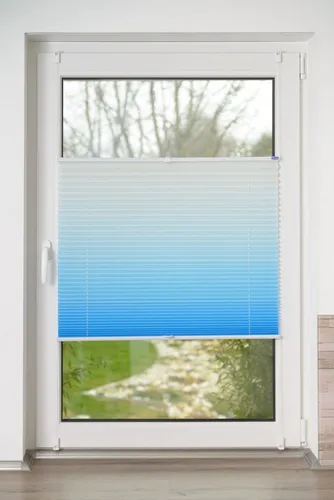 K-HOME Plissee Farbverlauf Sunrise, Lichtschutz, ohne Bohren, verspannt, Klemmfix