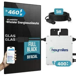 SUNNIVA Balkonkraftwerk 460W BIFAZIAL FULLBLACK - Balkonkraftwerk mit 460W bifazialer Solarmodul-Technologie für hohe Energieausbeute, ideal für die umweltfreundliche Stromerzeugung direkt über die Steckdose.
