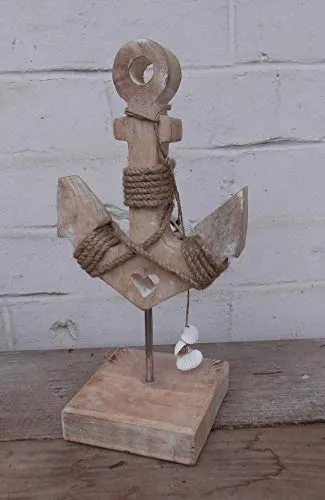 Anker Deko-Aufsteller maritimes Dekoobjekt Holz massiv Handarbeit 27cm