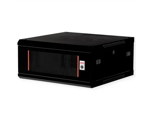 ROLINE Wandgehäuse 19-Zoll Basic Plus 4HE - Servergehäuse mit 600 mm Tiefe, robust und flexibel für Netzwerkverkabelung, inklusive abschließbarer Glastür und einfache Wandmontage.