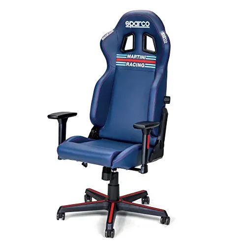 Sparco Icon Office Martini Racin Sitz, Navy Blue - Meetingraum Stühle, ergonomischer Gaming-Sitz mit hochwertiger Verarbeitung für Komfort und Stil im Büro oder beim Gaming