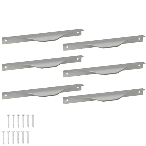 KOTARBAU® 6er Set Möbelgriff Möbelgriffe Schrankgriffe 192/212 mm ZnAl Küchengriffe Silber Griffe Möbel Türgriff Profilgriff Türgriffe Küche Schubladengriffe Griffe für Küchenschränke Modern