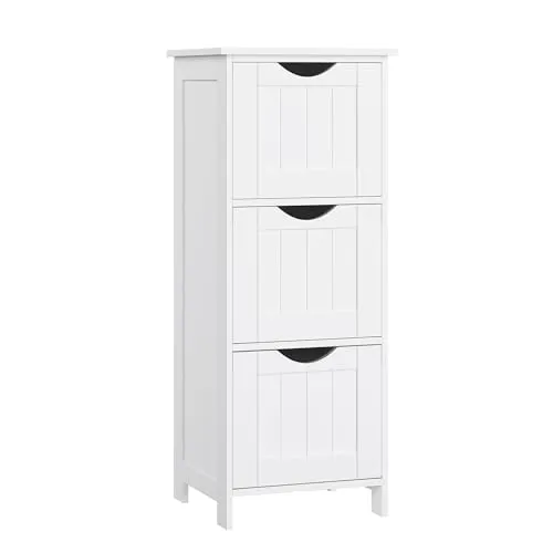 VASAGLE Badezimmerschrank mit 3 Schubladen, modern und platzsparend - Unterschrank fürs Bad mit großem Fassungsvermögen, ideal für Badutensilien. Vielseitig einsetzbar im Wohnzimmer und der Küche, passt perfekt zu jedem Einrichtungsstil.