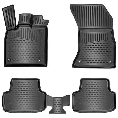 Design 3D Gummimatten Set für Skoda YETI 2009–2017 - Fussmatten für Skoda YETI 2009–2017 mit 5cm hohem Rand für perfekten Rundumschutz. Pflegeleicht und strapazierfähig aus hochwertigem TPE Material, um den Innenraum vor Schmutz und Flüssigkeiten zu schützen.