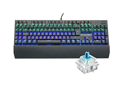 KM-Gaming K-GK2 mechanische Aluminium RGB USB Tastatur [mit Cherry MX RGB Blue Switches