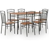 vidaXL 7-tlg. Essgruppe MDF und Stahl Braun von vidaXL