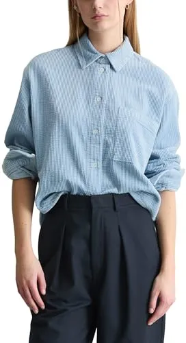 Produktbild Marc O'Polo DENIM Langarmbluse mit Bubble-Struktur in Blue Dusk, Größe M