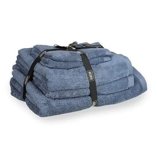 SCHÖNER WOHNEN Handtuch Set SENSE – 5er Set in Blau - Luxuriöses Handtuch Set für Ihr Badezimmer: 1 Duschtuch, 2 Handtücher und 2 Gästehandtücher aus 100% Baumwolle in hochwertiger Airtouch-Qualität. Pflegeleicht und stilvoll – ideal für jeden Anlass.