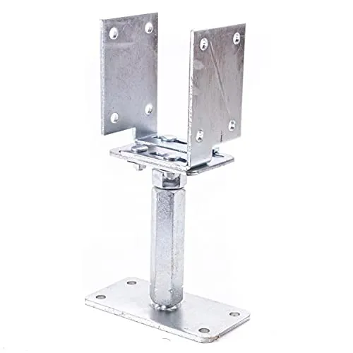 Pfostenträger U-Form verstellbar aus verzinktem Stahl - Höhen- und längenverstellbarer Pfostenträger für Holzpfosten (80–175 mm) mit stabiler Grundplatte. Ideal für Zäune, Carports und Pergolen. Robuste Verzinkung schützt vor Witterungseinflüssen und sorgt für langlebige Stabilität.