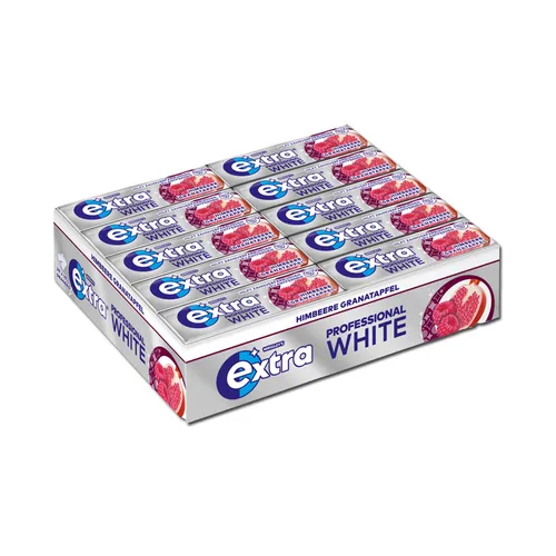 Wrigleys Extra WHITE Himbeere Granatapfel Mix 10 Dragees 14g – 30er Pack - Frischer Kaugummi mit fruchtigem Himbeere-Granatapfel-Geschmack, ideal für unterwegs. Perfekt für einen süßen Genuss ohne Zuckerzusatz.