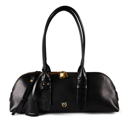 Pinko Bowling Horizontal Big Handtasche - Damen | Schwarz - Elegante Handtasche aus feinem Kalbsleder mit antik-goldenen Akzenten. Ideal für stilbewusste Damen, die Wert auf Qualität und Design legen.
