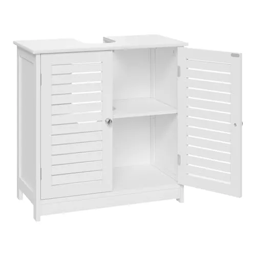 EUGAD Waschbeckenunterschrank Unterschrank Badezimmerschrank Waschtisch Badschrank mit 2 Türen 60 x 30 x 60 cm Weiß