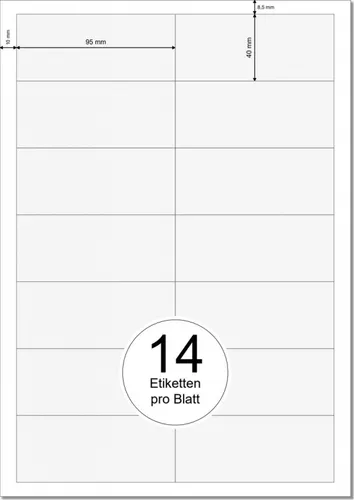 PRINTATION Papier-Etiketten (B95xH40mm) 25xA4 à 14 Eti. 1367792-NP