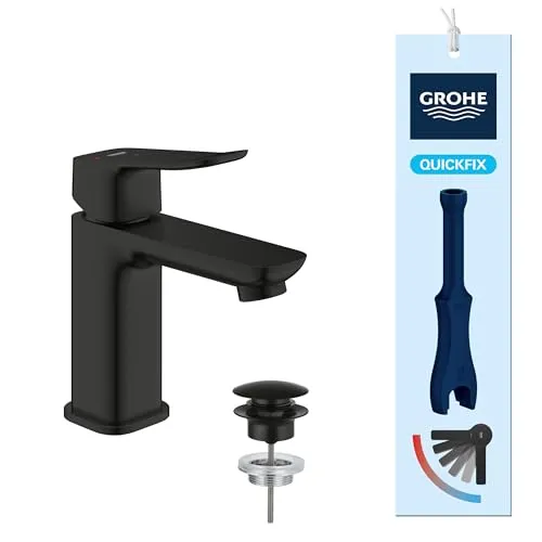 GROHE Dice Waschtischarmatur, mattschwarz, energiesparend in schwarz von GROHE