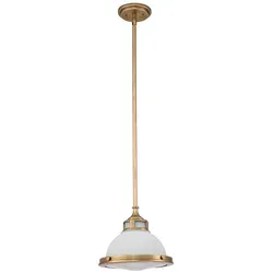 Hinkley Amelia Pendelleuchte in Heritage Messing - Elegante Hängeleuchte mit dimmbarer E27 Fassung, ideal für stimmungsvolle Beleuchtung in jedem Raum. Höhenverstellbar und aus hochwertigem Stahl und Opalglas gefertigt.