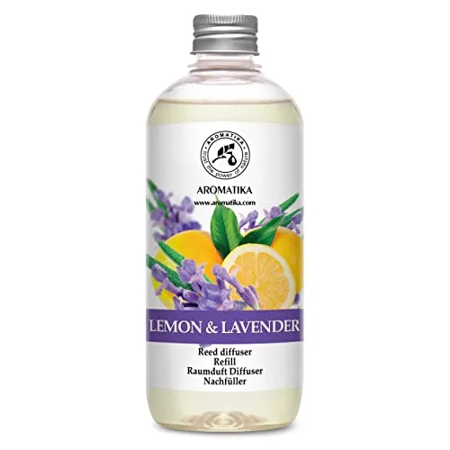 Raumduft Nachfüllflasche Zitrone-Lavendel 500ml – Aromatherapie – Nachfüllflasche mit Naturreines Ätherisches Öl – Intensiv & Langanhaltend Aroma Lemon-Lavender – Lufterfrischer