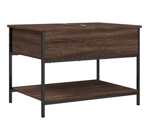 furnicato Couchtisch 70 x 50 x 50 cm Braun Eichen-Optik mit Stauraum - Stilvoller Couchtisch in Braun Eichen-Optik mit praktischem Stauraum. Robuste Bauweise und verstellbare Füße sorgen für Stabilität und schützen den Boden. Ideal für Getränke und Snacks, perfekt für jedes Wohnzimmer.