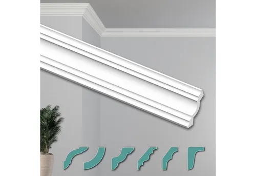 Hexim Deckenleiste ZG32, 2 Meter moderne XPS Styroporleisten - Deckenleisten für elegante Raumgestaltung, aus leichtem XPS für einfache Montage und perfekte Anpassung an jede Wandfarbe.