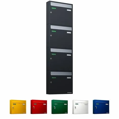 AL Briefkastensysteme Basic 4er Briefkasten Anthrazit Grau von AL Briefkastensysteme