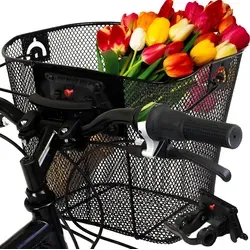 Fahrradkorb Vorne mit Halterung Klicksystem Lenkerkorb Citykorb mit Adapter Vorderradkorb Drahtkorb Einkaufskorb Engmaschig Fahrrad Schwarz Stahl R...