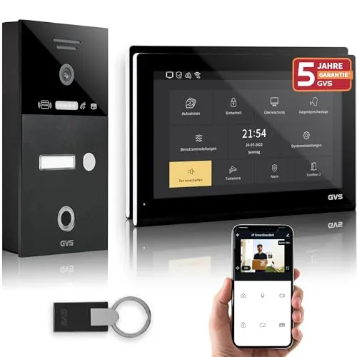 GVS Video Türsprechanlage mit Türöffner, Fingerprint, RFID, 2X 10 Monitore