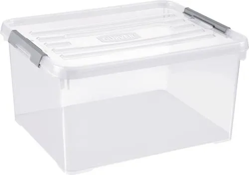 Curver 243813 Aufbewahrungsbox HANDY stapelbar (L x B x H) 490 x 390 x 250mm Transparent, Silber 1St.