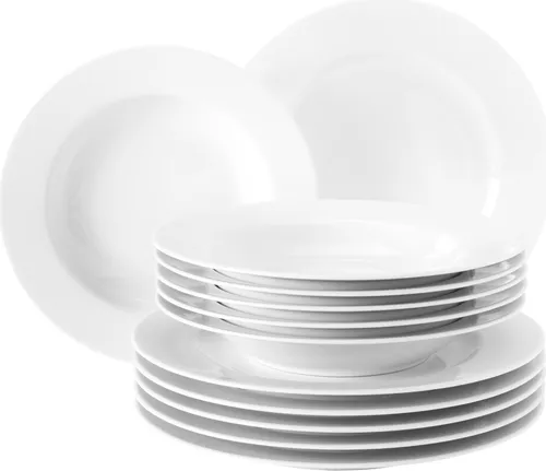 Seltmann Weiden Rondo_Liane Tafelservice 12-teilig - Essservices aus hochwertigem Hartporzellan, spülmaschinen- und mikrowellengeeignet, ideal für festliche Anlässe mit hoher Kantenschlagfestigkeit.