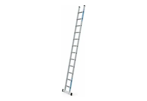 Zarges Anlegeleiter Saferstep L 41362, 3,62m Aluminium - Leiter aus eloxiertem Aluminium mit 12 rutschsicheren Stufen. Bis 150 kg belastbar, maximale Arbeitshöhe 4,40 m. Ideal für sicheres Arbeiten in der Höhe.