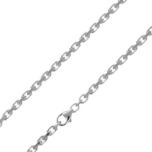 trendor Kette ohne Anhänger - 925 Sterlingsilber Ankerkette 3,0 mm - Hochwertige diamantierte Anker-Kette aus 925 Silber, poliert mit sicherem Karabinerverschluss, ideal für jeden Anlass, Made in Germany.
