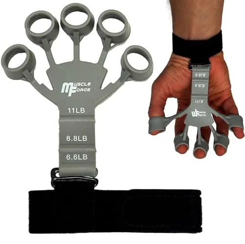 MuscleForge® Fingertrainer, Silikon-Fingerstrecker zur Stärkung des Griffs, Finger Extensor mit 3 Einstellungsstufen 6-11 lbs, Unterarm- und Fingergriffverstärker, Handgriff