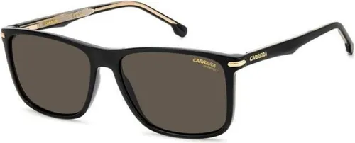Carrera 298/S Herren-Sonnenbrille - Stilvolle Pilot-Design - Sportbrillen mit schwarzem Kunststoff-Gestell und grau-braunen Gläsern, ideal für modebewusste Männer, die UV-Schutz und Komfort schätzen.