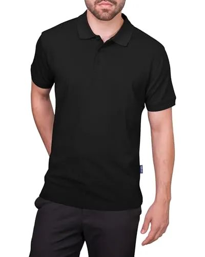 HRM Premium Herren Heavy Polo Shirt, Schwarz, Gr. M - 100% Baumwolle, Basic Polohemd Bis 60°C Waschbar - Hochwertige & Nachhaltige Workwear