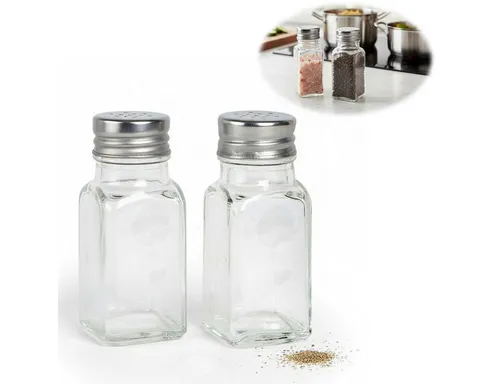 LS-LebenStil Salz- / Pfefferstreuer 2-fach Glas Salzstreuer Pfefferstreuer Set 10cm Silber / Transparent, (Bistro Borosilikatglas Silber Transparent Durchsichtig - Tischset Salt & Pepper - Edelstahldeckel für Salz und Pfeffer Geschenk Einzug Einweihung, 2-tlg)