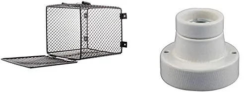 TropicShop Lampenschutzkorb Komplett Set fürs Terrarium - Schutzkorb Fassung & Zuleitung (Ø12x16cm)