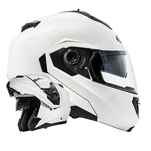 ATO Moto Montreal Klapphelm Weiß Größe L 59-60cm - Motorradhelm mit Doppelvisier und neuester Sicherheitsnorm ECE 2205, bietet optimalen Schutz und Komfort dank aerodynamischer Außenschale und herausnehmbarem, waschbarem Innenfutter.