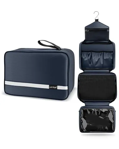Carttiya Kulturbeutel zum Aufhängen, Kulturbeutel Herren Damen, Kosmetiktasche Groß Waschtasche Reise Waschbeutel Cosmetic Bag Makeup Tasche Kulturtaschen Toilettentasche mit Haken (Dunkelblau)