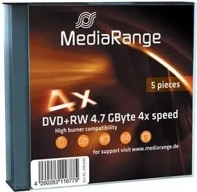DVD+RW MediaRange 4,7GB 5pcs Slimcase 4x