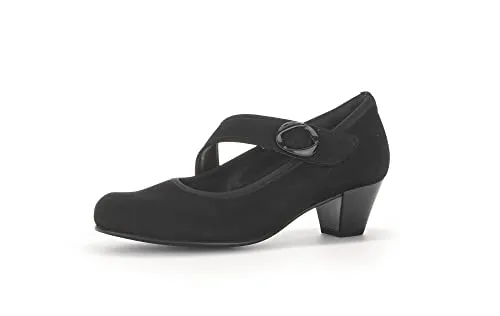 Gabor Damen Riemchen Pumps, Frauen Absatzschuhe,Wechselfußbett,Komfortable Mehrweite (H),Trachtenschuhe,Dirndl,schwarz (Uni),38 EU / 5 UK