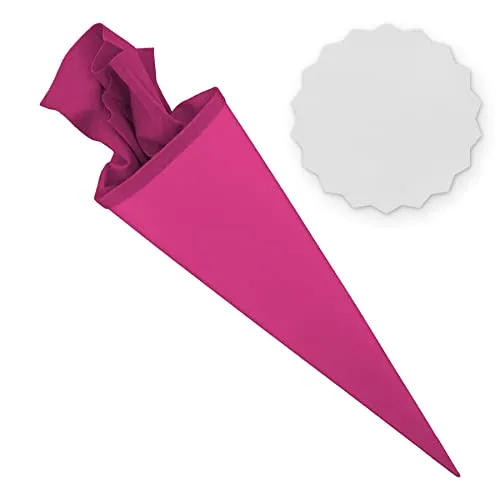 itenga Set Bastelschultüte rund 70 cm inkl. Namensschild in Stern Form - Schultüte Zuckertüte Rohling Personalisieren Name Schulkind (Pink)