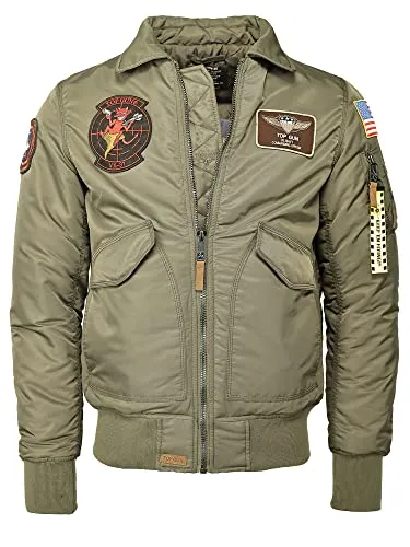TOP GUN Bomberjacke TG20214004 grün 50 (M) - Funktionsjacke aus 100% Polyamid, ideal für Outdoor-Aktivitäten und modische Auftritte, pflegeleicht und in angesagtem Olivgrün.