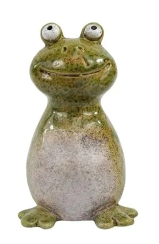 itsisa Zaunhocker Frosch grün klein H:14 cm aus Keramik - Zaun Deko Garten Frösche, Tierfigur Pfostenhocker, Zaunfigur, Gartendeko, Zaunstecker